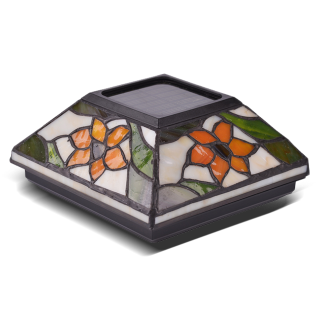 2211-F5 โคมไฟติดเสาโซล่าเซลล์ Tiffany Glass 2211-F5 โคมไฟติดเสาโซล่าเซลล์ Tiffany Glass